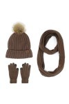 Ensemble Chapeau, Gants, Écharpe Pour Femmes Et Filles – Bonnet Tricoté Chaud, Écharpe Longue Et Douce 3 En 1, Ensemble Épais