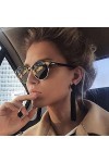RCJOLLZ Lunettes de Soleil Rondes Demi-Monture Femmes Vintage&nbsp;&nbsp;&nbsp;Lunettes de Soleil lentille Claire rétro Rivet Marque Lunette