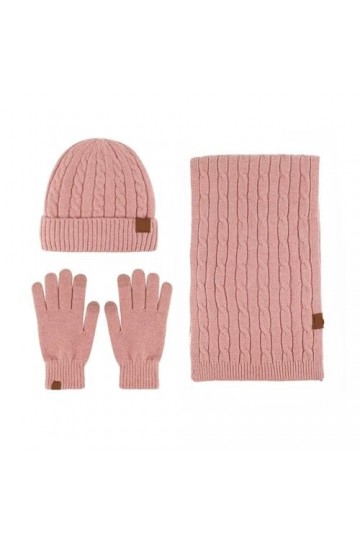 Ensemble Bonnet Et Écharpe Tricotés Pour Femme - Ensemble Chaud Pour Sortie De Ski - Écharpe Ronde En Peluche - Bonnet Et Gan