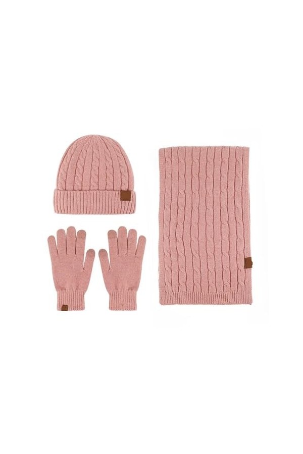 Ensemble Bonnet Et Écharpe Tricotés Pour Femme - Ensemble Chaud Pour Sortie De Ski - Écharpe Ronde En Peluche - Bonnet Et Gan