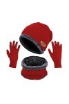 RILOOP Hommes femmes hiver chapeau plus chaud écharpe écran tactile gants ensemble plus chaud cou épais tricot chapeau ensemb