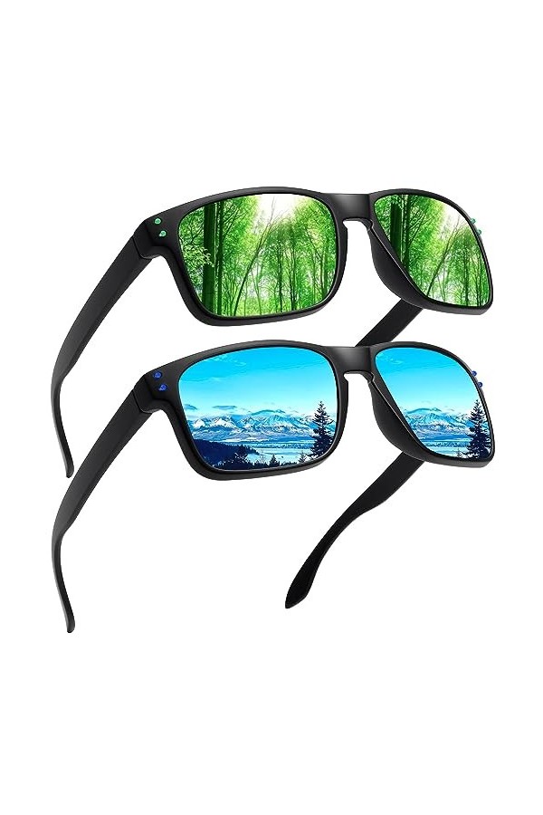 LEDING&BEST Lunettes de Soleil Polarisées pour Homme Femmes Classique ultraléger TR90 Montures lunettes/Pour les sports 100% 