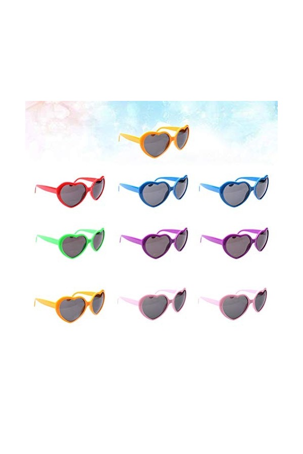 SOIMISS 10pcs Mode Femmes Lunettes de Soleil en Forme de Coeur Parti Lunettes Amour Coeur Lunettes Lunettes Accessoires pour 