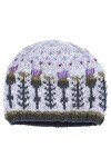 Bonnet en laine tricoté à la main pour femme Motif chardon écossais Multicolore Taille unique, Avoine, vert, lilas, violet, M