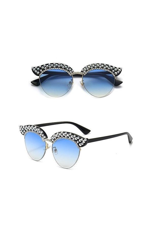 MUTYNE Lunettes de soleil yeux de chat de luxe femmes Vintage lunettes de soleil semi-sans monture strass diamant lunettes po