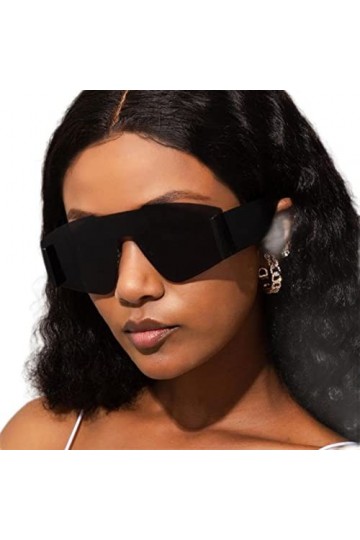 DSAI Lunettes de soleil monobloc à grande monture tendance pour femme - Lunettes de soleil surdimensionnées sans monture - 1 