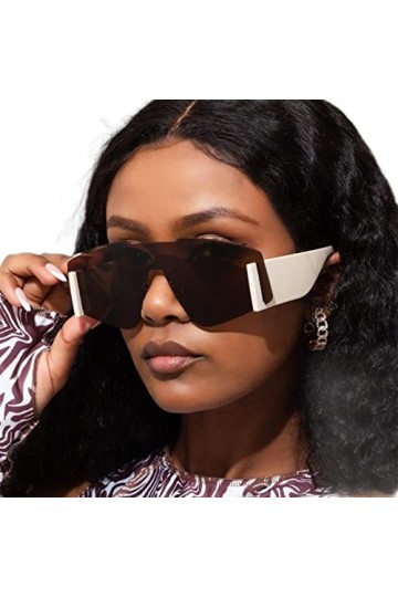 DSAI Lunettes de soleil monobloc à grande monture tendance pour femme - Lunettes de soleil surdimensionnées sans monture - 1 