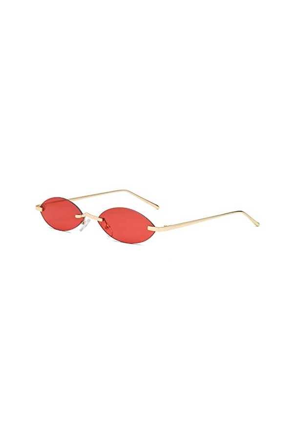 LUOXUEFEI De Soleil Lunettes Petites Lunettes De Soleil Ovales Femmes Lunettes De Soleil Sans Monture Pour Hommes Bleu Rouge
