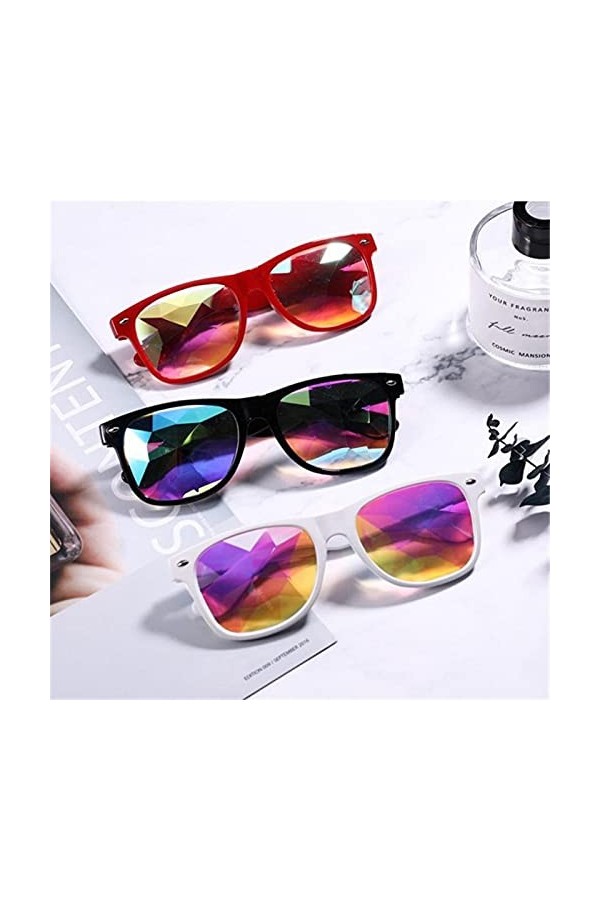 JIMINISO Lunettes kaléidoscope pour femme - Lunettes de soleil holographiques colorées - M139