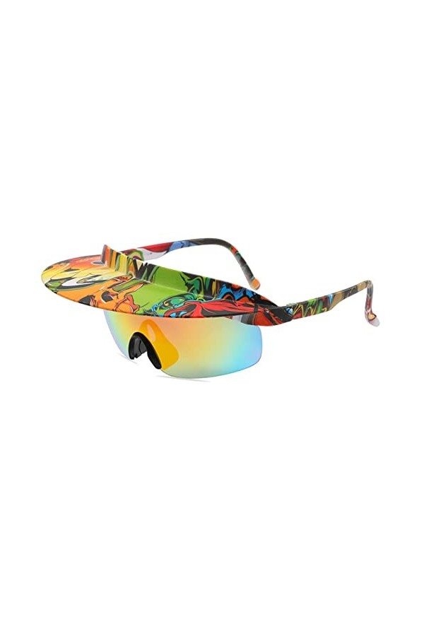Lunettes de soleil de sport avec protection UV pour adulte - Verres miroir - Lunettes de soleil steampunk - Lunettes de solei