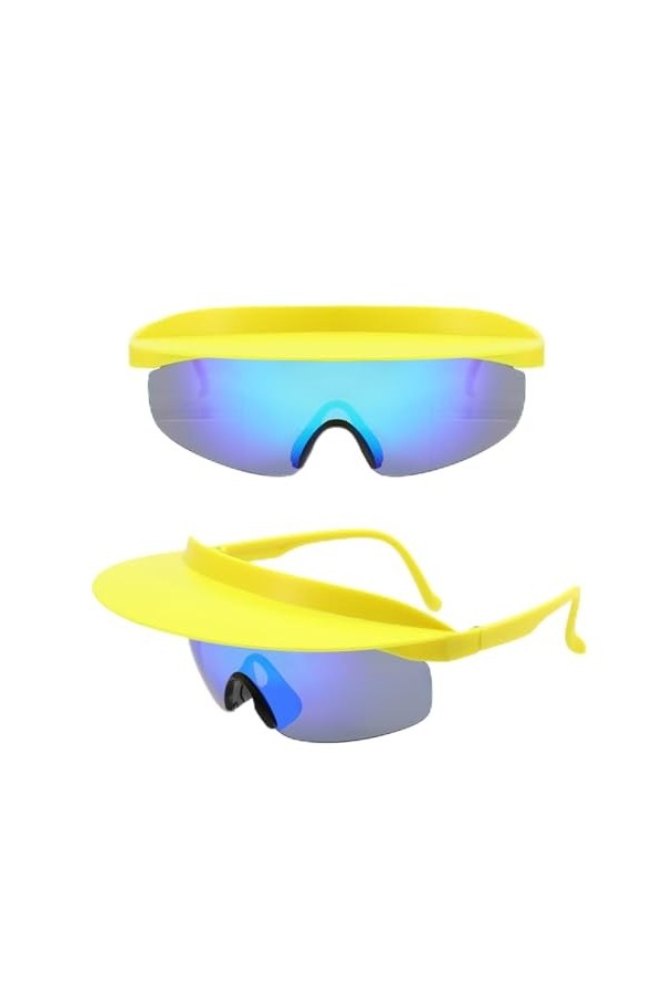 Lunettes de soleil de sport avec protection UV pour adulte - Verres miroir - Lunettes de soleil steampunk - Lunettes de solei