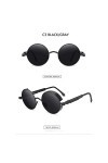 EDCPLM Lunettes De Soleil Hommes Femmes Rondes Steampunk Lunettes De Soleil Hommes Femmes Marque Designer Lunettes De Mode Ré