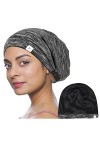 YANIBEST Bonnet de sommeil rembourré en soie - Extra large - Pour femme - Vert armée