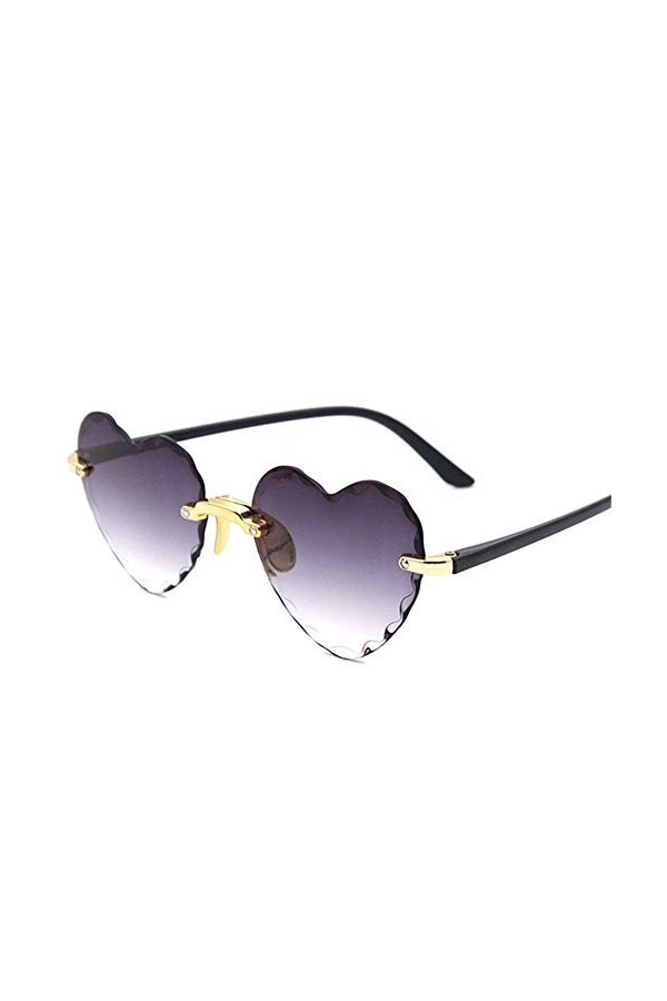 YUNGYE Lunettes de Soleil en Forme de Coeur des Femmes Fashion Designer Rimless Lunettes de Soleil Mignon dégradé Shades Lune