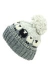 LOUDelephant Bonnet à pompon en laine - Mouton, gris, taille unique