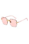 YUANCHENG Lunettes de soleil carrées sans monture Femmes Gris Rose Lunettes de soleil dégradées Hommes Lunettes surdimensionn