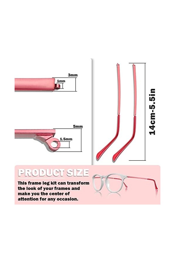 LNQ LUNIQI 1 paire de branches de rechange universelles en métal pour lunettes de soleil fines bordeaux , Rouge, Medium