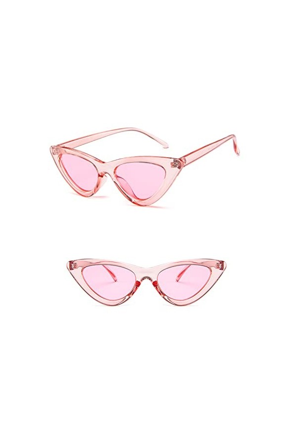 Ggpyyon Lunettes de soleil œil de chat vintage pour femme - Lunettes de soleil rétro étroites - Œil de chat, rose