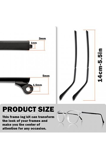 LNQ LUNIQI 1 paire de branches de rechange universelles en métal pour lunettes de soleil fines noir , Noir , Medium