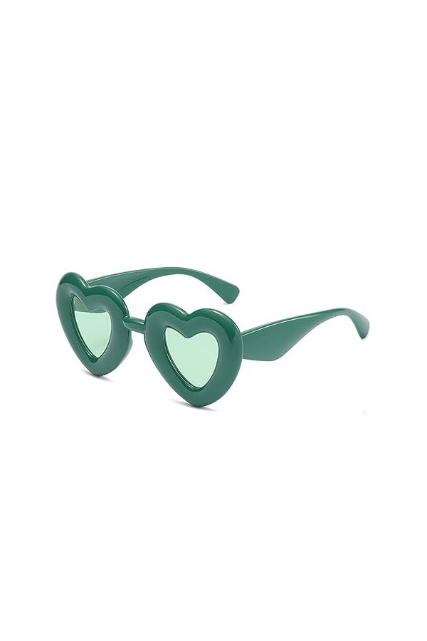 WDZAYXC Lunettes de soleil rétro polarisées avec cœur - Lunettes mignonnes pour fête - Protection UV400, Vert/vert.