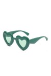 WDZAYXC Lunettes de soleil rétro polarisées avec cœur - Lunettes mignonnes pour fête - Protection UV400, Vert/vert.