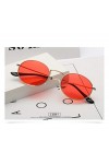 YUNGYE Petit Ovale Lunettes de Soleil Femme Cadre Métal Rouge Violet Femmes Hommes Vintage Lunettes de Soleil Lunettes de Sol