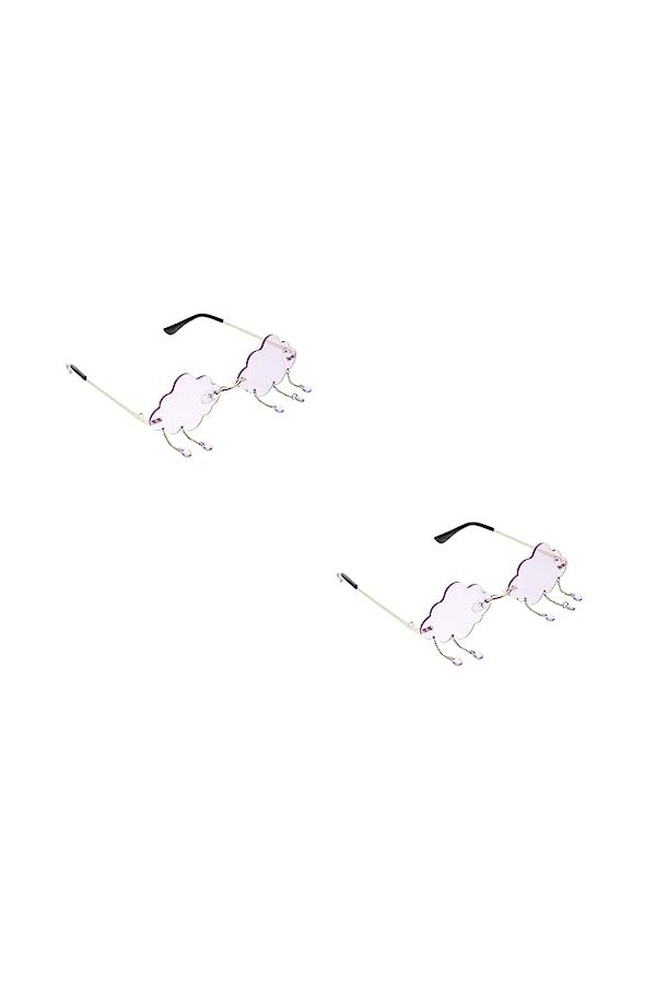 Adorainbow 2 Pièces Lunettes De Soleil Sans Monture 90S Disco Lunettes De Soleil Nuage Lunettes Lunettes De Soleil Pour Femme