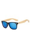 YANGQI Lunettes de soleil en bois 14 couleurs pour hommes et femmes carrées en bambou pour femmes et hommes miroir Sun-11-Ble