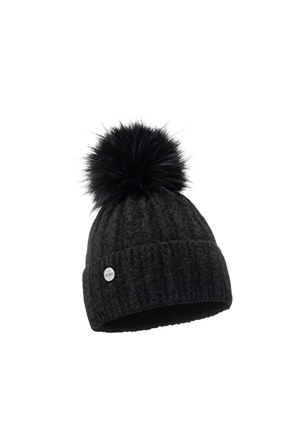 ELIMELI Bonnet dhiver pour femme avec pompon en fourrure – Bonnet chaud pour femme – Bonnet dhiver avec pompon en fourrure 