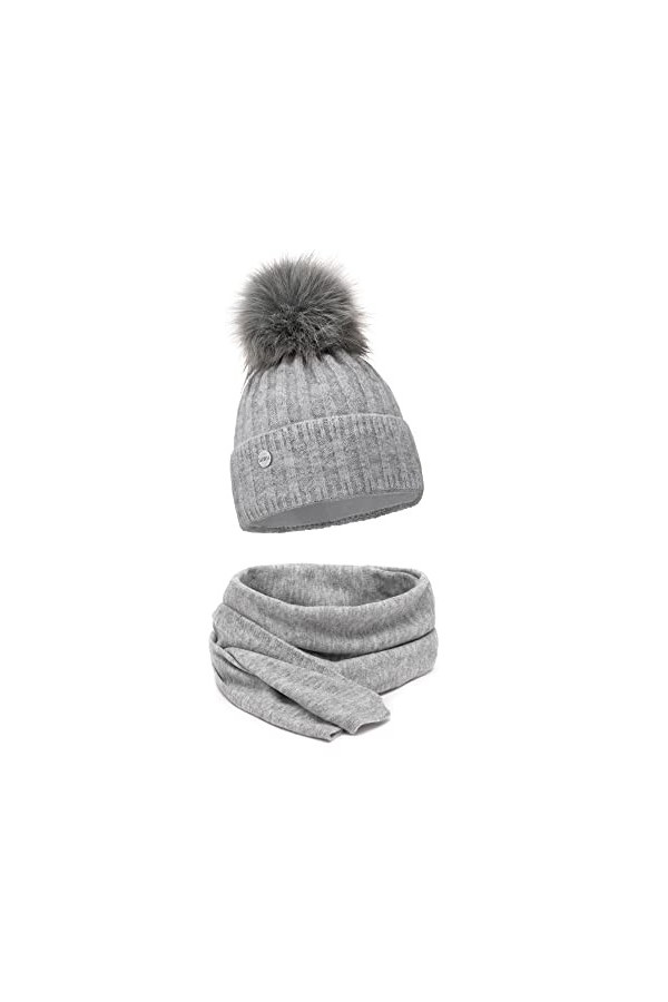 ELIMELI Bonnet dhiver pour femme avec pompon en fourrure – Bonnet chaud pour femme – Bonnet dhiver avec pompon en fourrure 