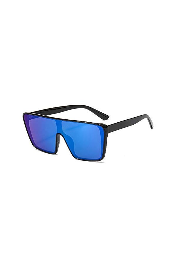 Dames lunettes de soleil mode grand cadre une pièce lentille pare-soleil lunettes de soleil femmes miroir lunettes C2 noir-bl