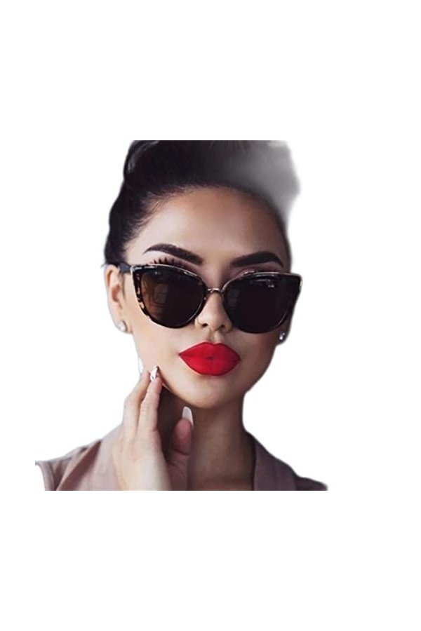 DSAI Cateye Lunettes de soleil vintage dégradées pour femme - Lunettes de soleil rétro œil de chat pour femme - Dégradé noir 