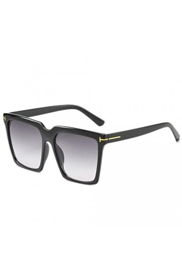 DSAI Lunettes de soleil carrées tendance vintage surdimensionnées T pour femmes, lunettes de soleil noires dégradées pour fem