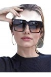 DSAI Lunettes de soleil carrées tendance vintage surdimensionnées T pour femmes, lunettes de soleil noires dégradées pour fem