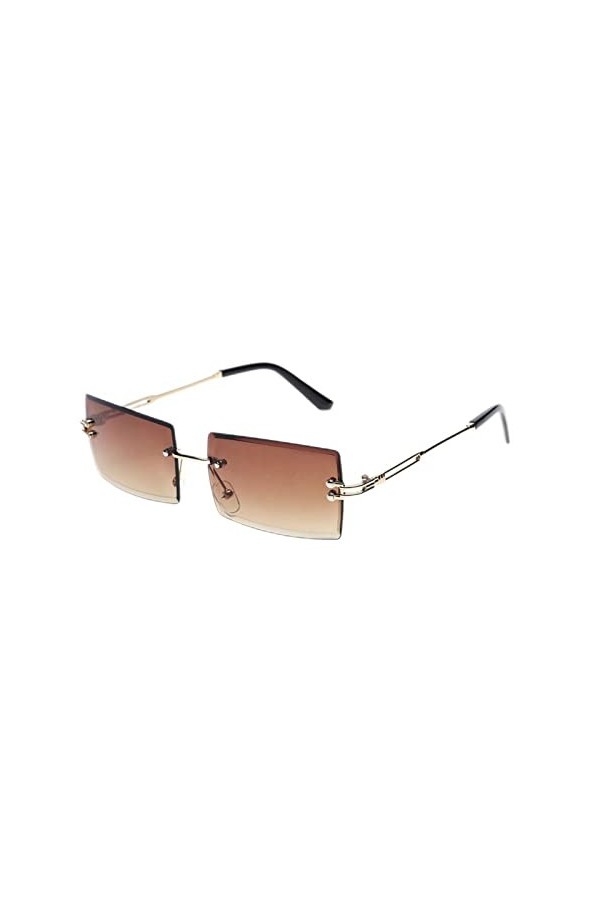 YANGQI Lunettes de soleil rétro tendance sans monture rectangulaires dégradées dété pour femme - Lunettes de soleil sans mon