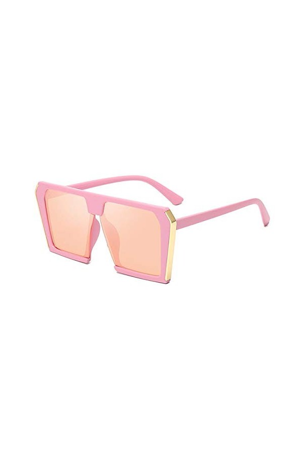 YUANCHENG Femmes lunettes de soleil carrées dames lunettes de soleil surdimensionnées nuances féminines rose-rose