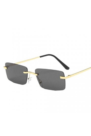 YANGQI Lunettes de soleil rectangulaires tendance pour femmes et hommes - Sans monture - Gris - 1 paire de lunettes de soleil