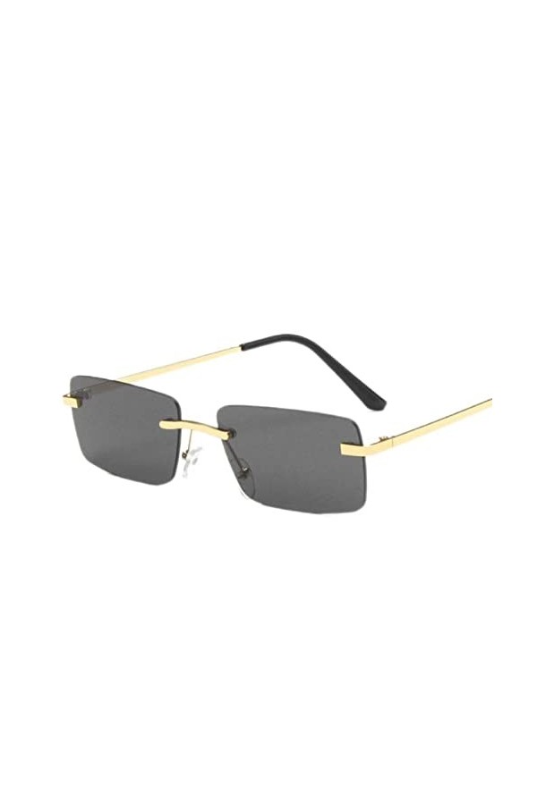 YANGQI Lunettes de soleil rectangulaires tendance pour femmes et hommes - Sans monture - Gris - 1 paire de lunettes de soleil