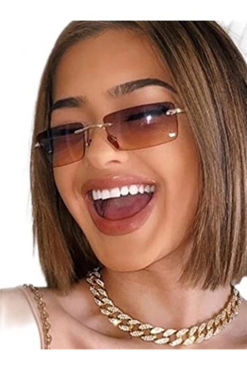 YANGQI Lunettes de soleil rectangulaires tendance pour femmes et hommes - Sans monture - Gris - 1 paire de lunettes de soleil