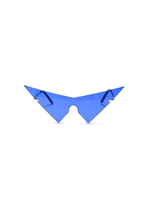 RCJOLLZ Surdimensionné Triangle Une pièce Femmes Lunettes de Soleil Vintage sans Monture Lunettes Mode Hommes Oeil de Chat Lu