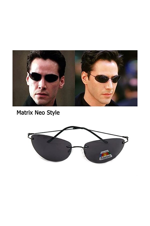 KSXYH Lunettes de Soleil polarisées Matrix Neo Style Lunettes de Soleil ultralégères sans Monture pour Hommes