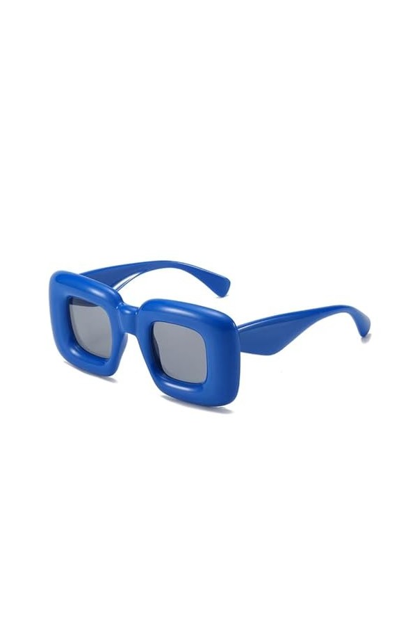 WDZAYXC Party Chunky Lunettes de soleil rectangulaires pour homme et femme Protection UV400, bleu
