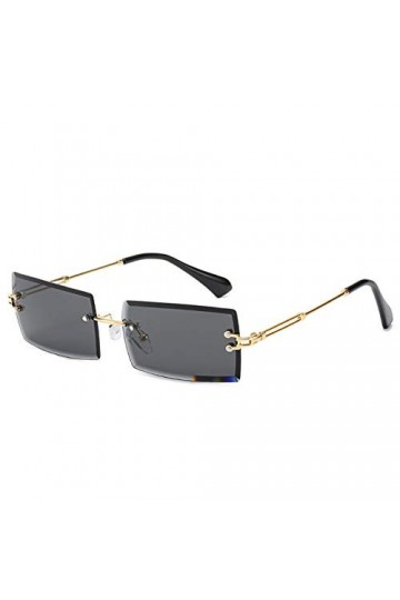OSAGAMA Petit Rectangle Lunettes de Soleil Femmes Hommes Sans Monture Carré Lunettes Lunettes UV400 Noir