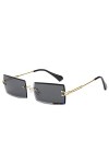 OSAGAMA Petit Rectangle Lunettes de Soleil Femmes Hommes Sans Monture Carré Lunettes Lunettes UV400 Noir