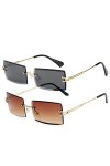 OSAGAMA Petit Rectangle Lunettes de Soleil Femmes Hommes Sans Monture Carré Lunettes Lunettes UV400 Noir