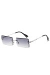 OSAGAMA Petit Rectangle Lunettes de Soleil Femmes Hommes Sans Monture Carré Lunettes Lunettes UV400 Noir