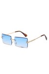 OSAGAMA Petit Rectangle Lunettes de Soleil Femmes Hommes Sans Monture Carré Lunettes Lunettes UV400 Noir