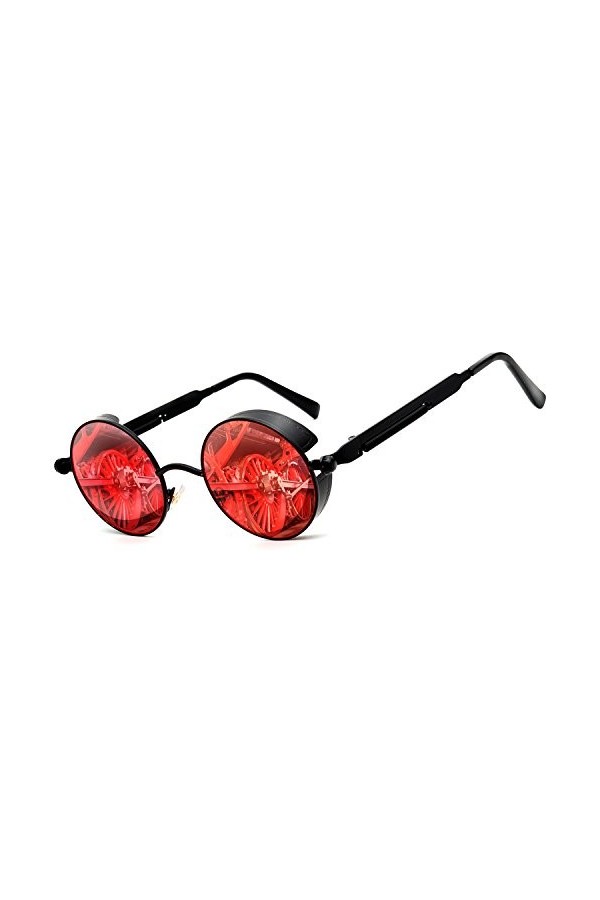 ZOGEEN Lunettes de soleil rondes polarisées Steampunk pour homme et femme Verres miroir Monture en métal S2671 - -