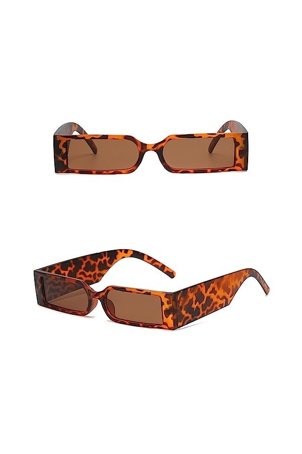 WANGOLK Vintage Petites Lunettes Hip Hop Rectangle Femmes Lunettes de Soleil Carrées Style Rétro Lunettes de Soleil Mode Mode