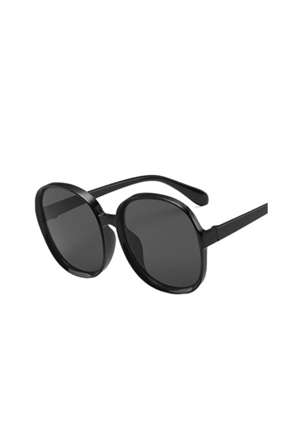 DSAI Lunettes de soleil à monture ronde pour femme - Design rétro marron noir - Lunettes de soleil surdimensionnées pour femm